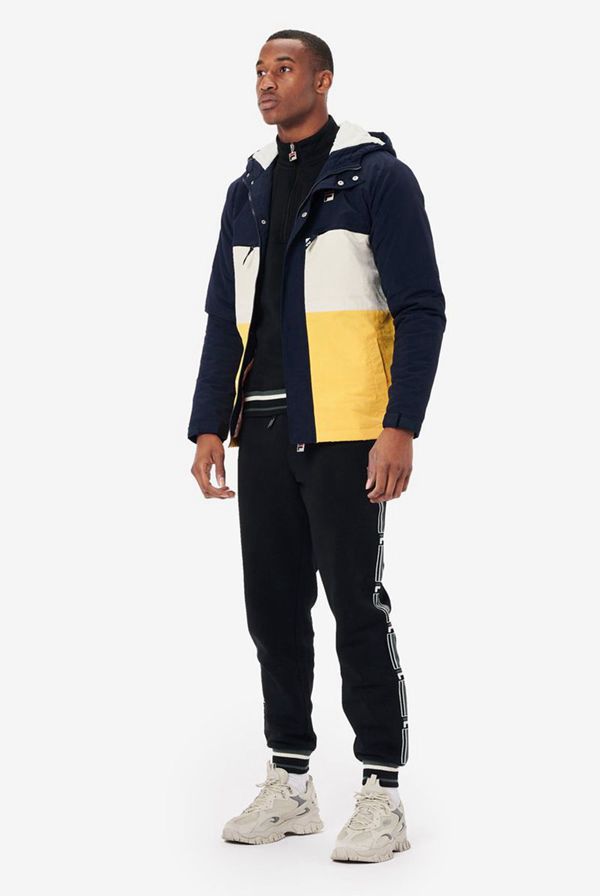 Fila Raul Colour Block Men's Jackets - Navy/Yellow,NZ 108-85790